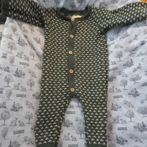 Carters Little Planet Organic Cotton Cozy Green Knit Kids One Piece 3 MTH